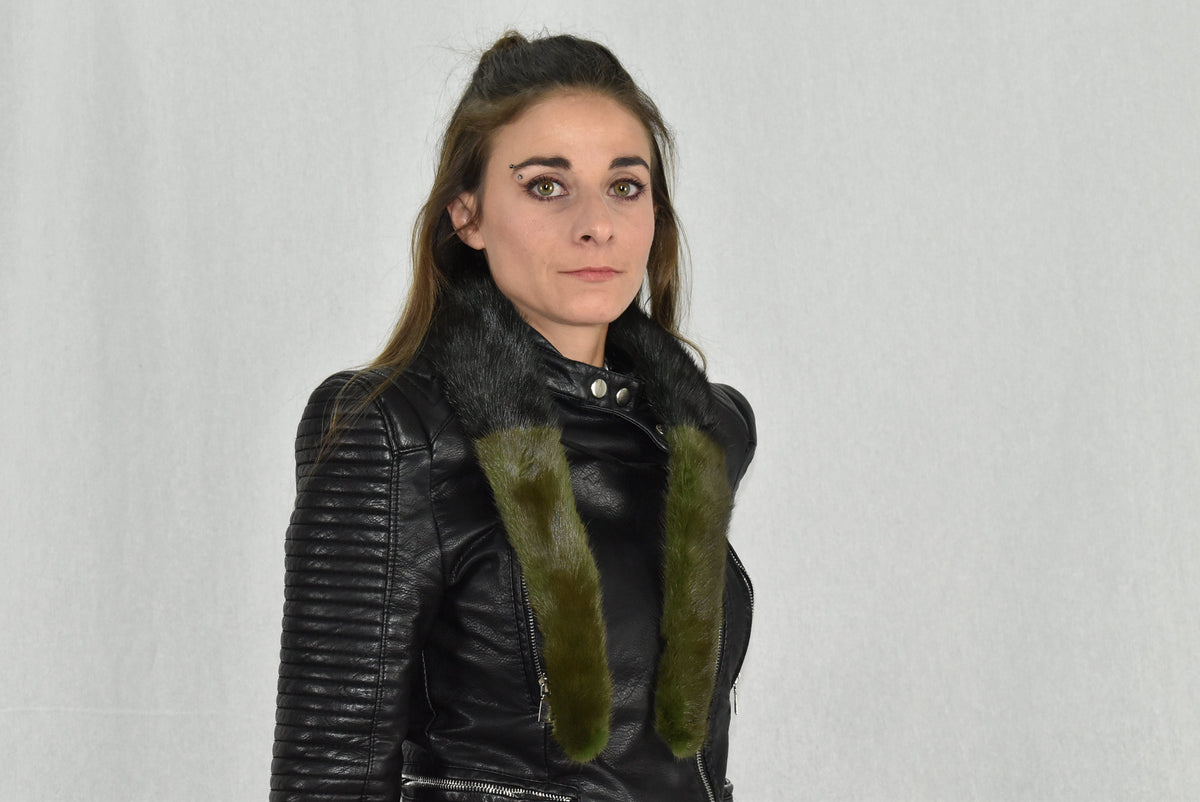 Mink Fur Collar | Green Mink Collar For jackets and coats | Fur Collar for Women And Men | luxury Gift