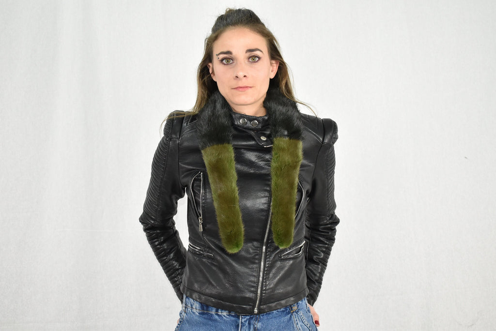 Mink Fur Collar | Green Mink Collar For jackets and coats | Fur Collar for Women And Men | luxury Gift
