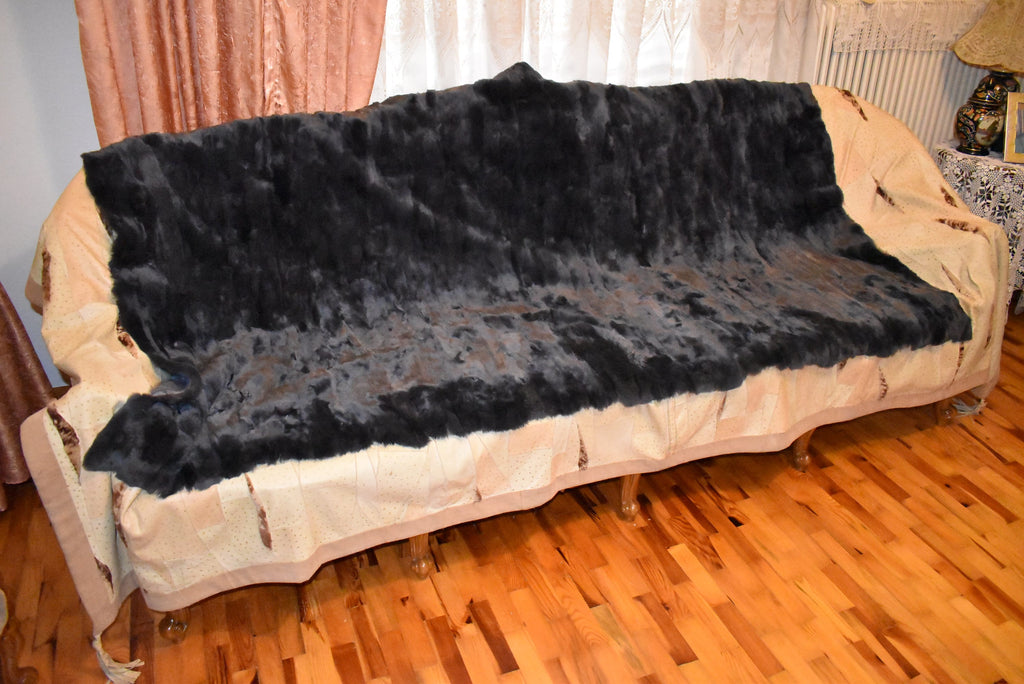Throw Blanket | Rex rabbit  Fur Blanket | Natural Fur Rex rabbit Blanket | Fur Throw | Fluffy Fur blanken Ideal For Your home decor