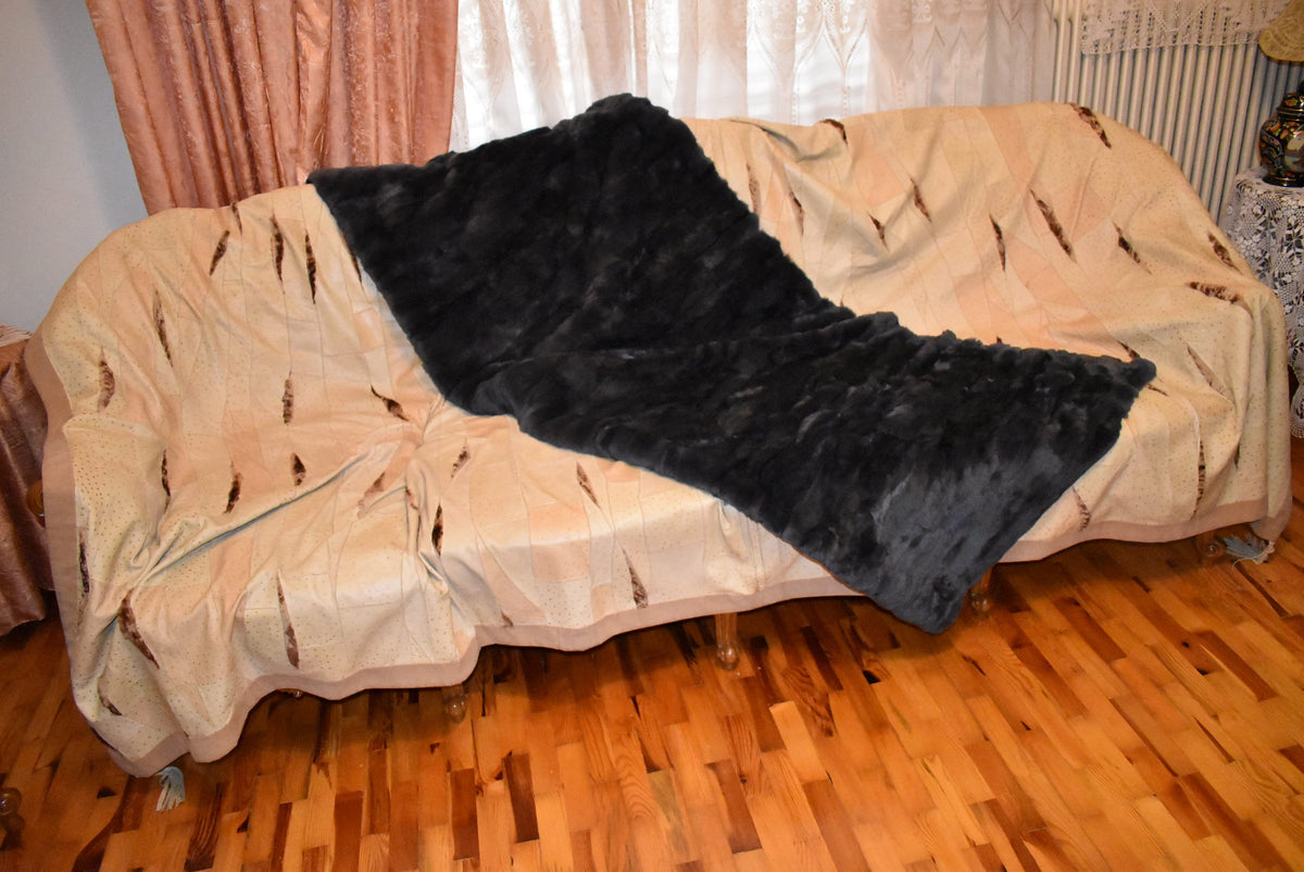 Throw Blanket | Rex rabbit  Fur Blanket | Natural Fur Rex rabbit Blanket | Fur Throw | Fluffy Fur blanken Ideal For Your home decor