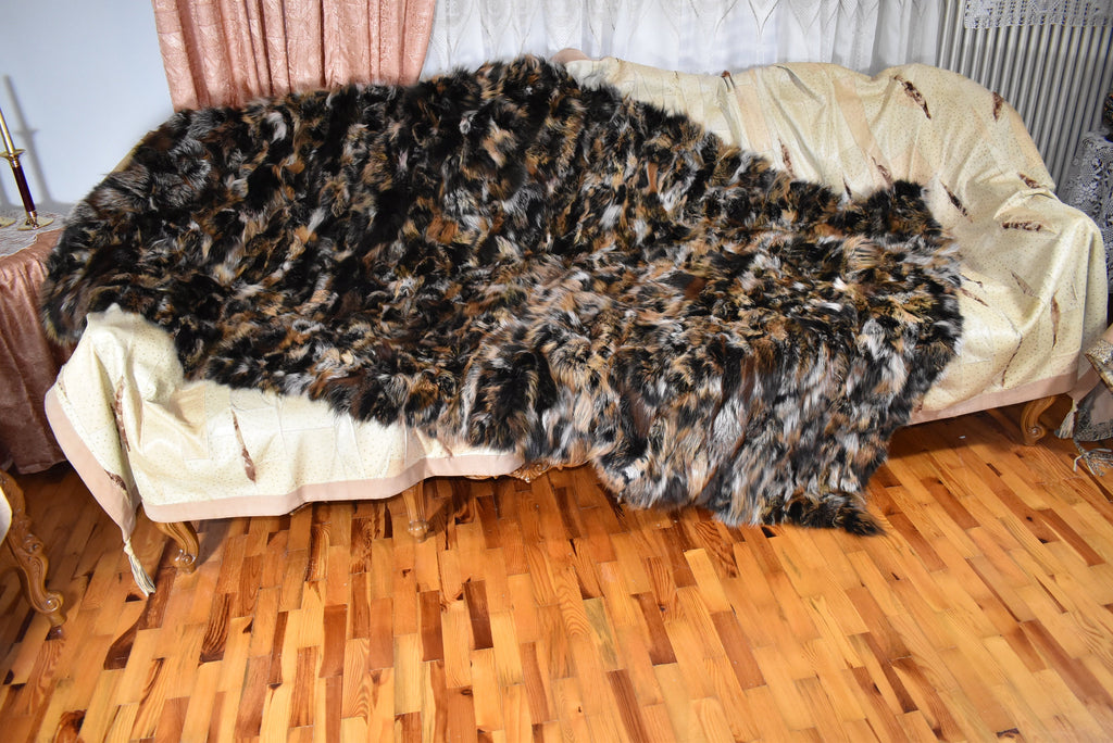 Fox Fur Throw |  Fur Blanket | Natural Fox Fur  Blanket | Fur Throw | Fluffy Fur blanken Ideal For Your home decor