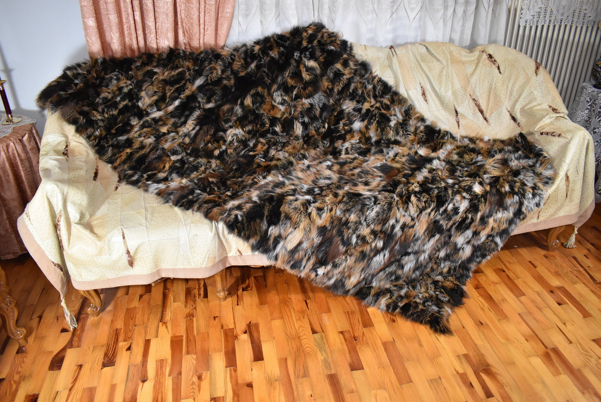 Fox Fur Throw |  Fur Blanket | Natural Fox Fur  Blanket | Fur Throw | Fluffy Fur blanken Ideal For Your home decor