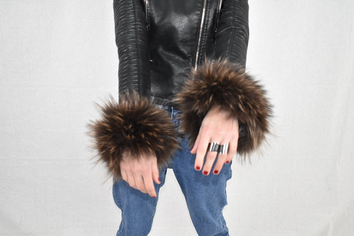 Fur Cuffs For Jacket And Coat,Fur Wrist Band, Brown Fox Fur  Cuff , Winter Coat cuffs,Detachable Fur Cuffs