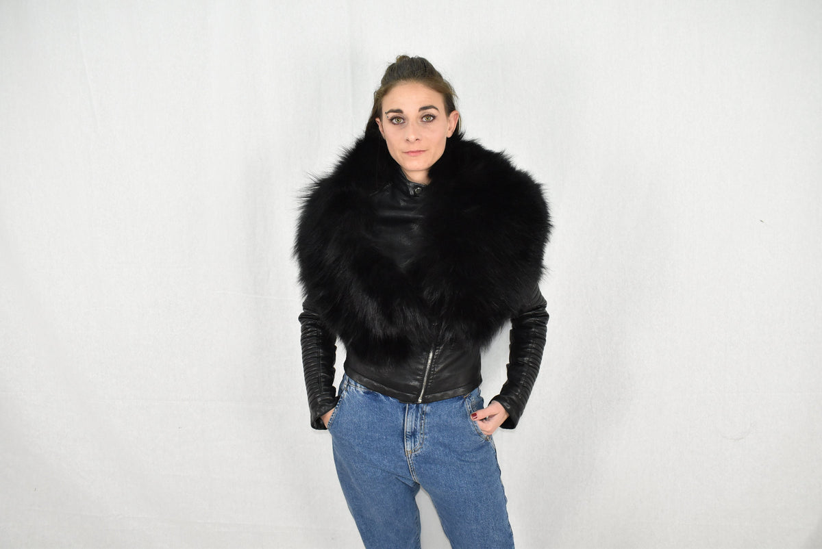 Fur Stole | Black Fox Fur Stole | Natural Fur Collar | Fur Etole | Luxury Gift