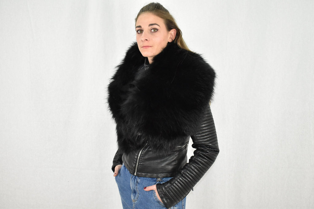 Fur Stole | Black Fox Fur Stole | Natural Fur Collar | Fur Etole | Luxury Gift