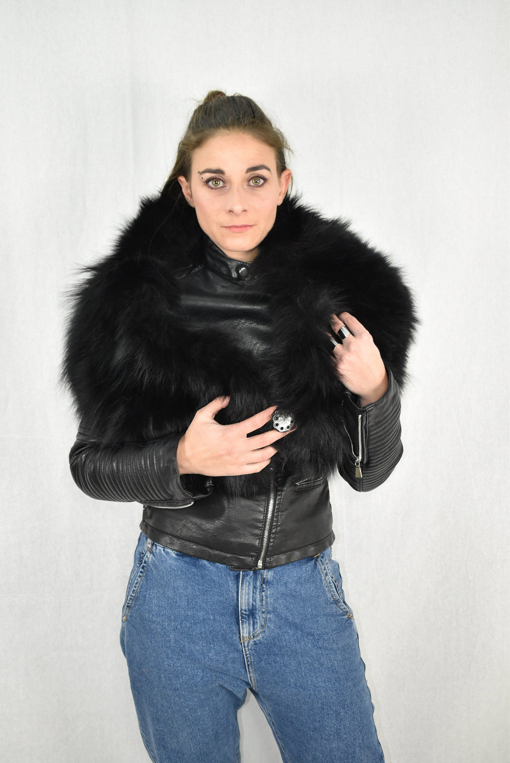Fur Stole | Black Fox Fur Stole | Natural Fur Collar | Fur Etole | Luxury Gift