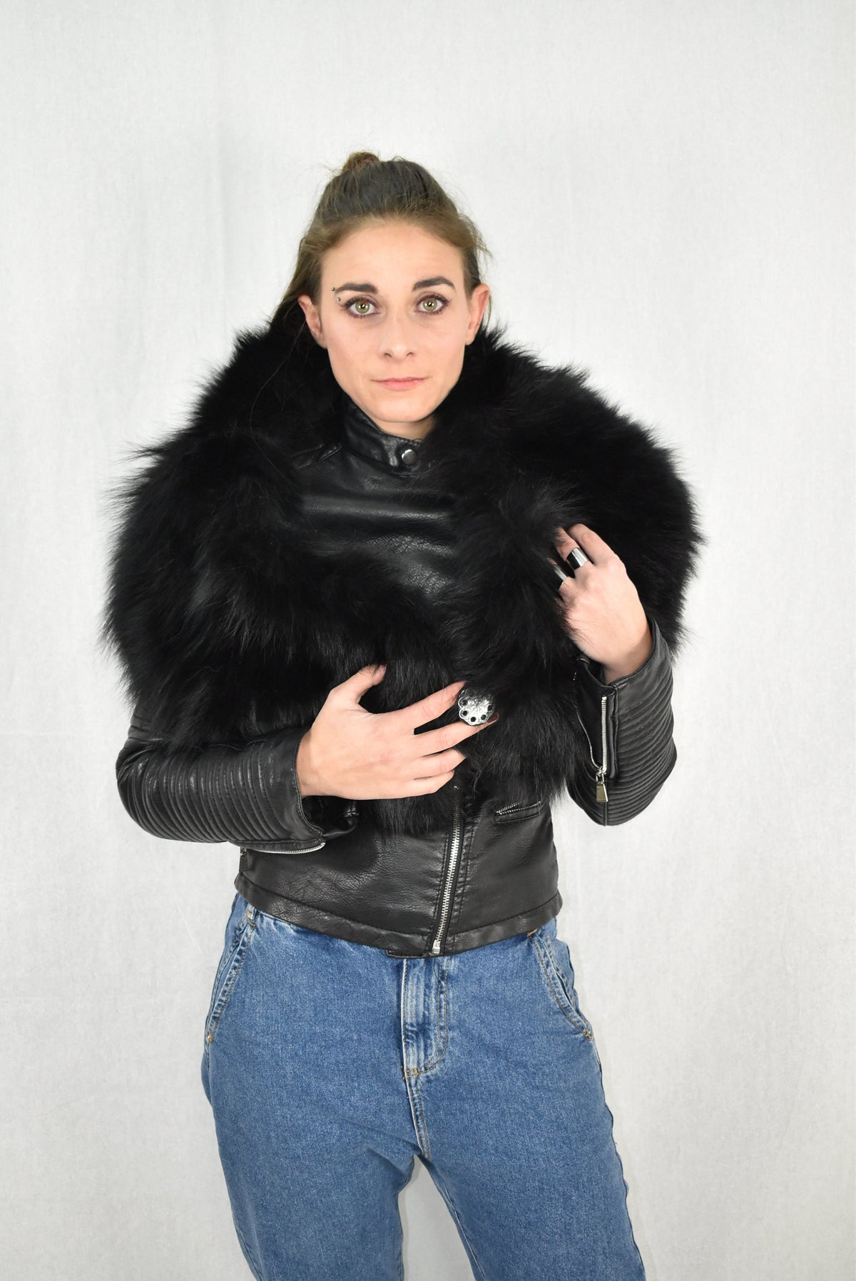 Fur Stole | Black Fox Fur Stole | Natural Fur Collar | Fur Etole | Luxury Gift