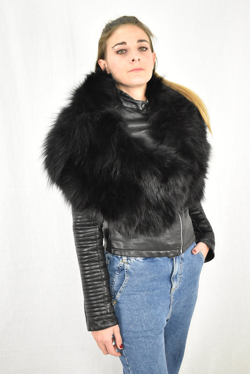 Fur Stole | Black Fox Fur Stole | Natural Fur Collar | Fur Etole | Luxury Gift