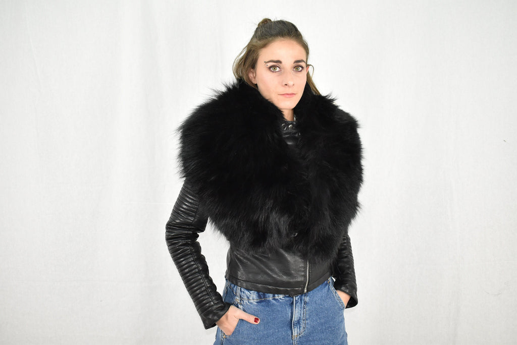 Fur Stole | Black Fox Fur Stole | Natural Fur Collar | Fur Etole | Luxury Gift