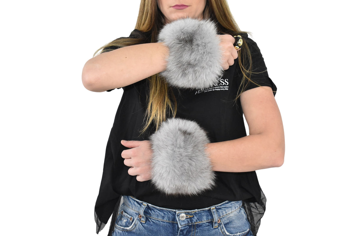 Fox Fur Wrist Band, Fur Cuffs, Gray Fox Fur Cuff , Winter Coat cuffs,Detachable Fur Cuffs