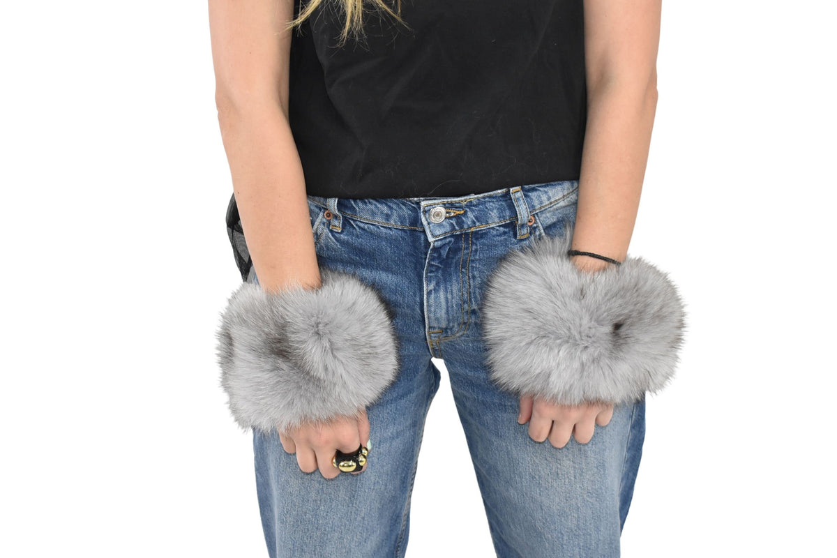Fox Fur Wrist Band, Fur Cuffs, Gray Fox Fur Cuff , Winter Coat cuffs,Detachable Fur Cuffs