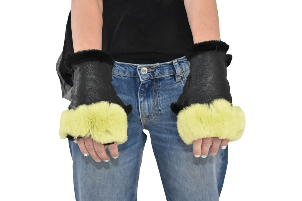 Sheepskin gloves ,  Shearling Fingerless gloves , Women Fur Gloves