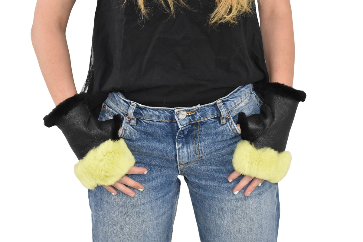 Sheepskin gloves ,  Shearling Fingerless gloves , Women Fur Gloves