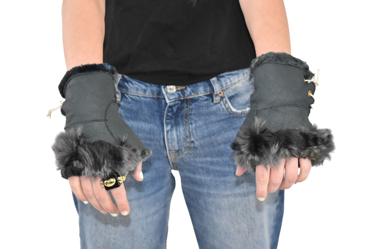 Shearling Fur Gloves | Sheepskin Fingerless Gloves