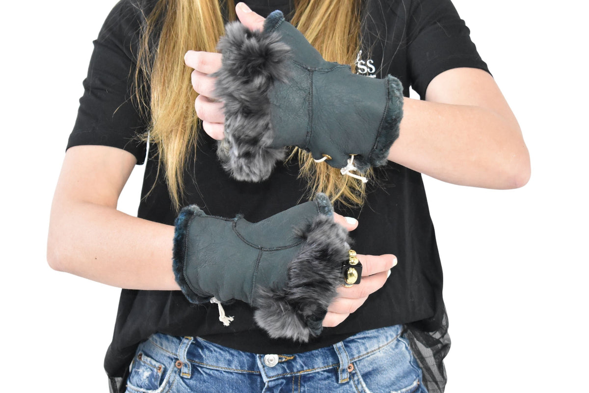 Shearling Fur Gloves | Sheepskin Fingerless Gloves
