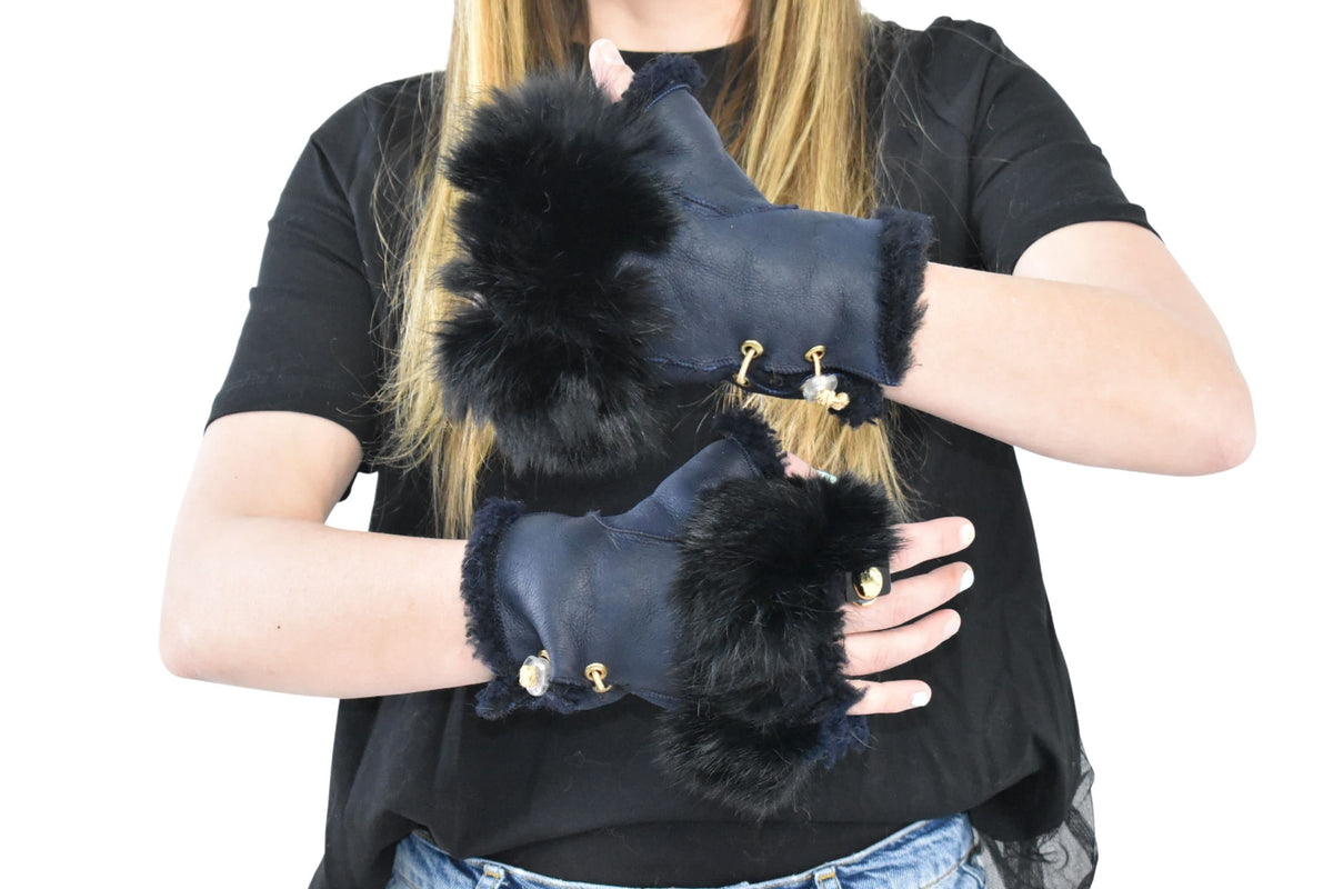 Shearling Fur Gloves | Sheepskin Fingerless Gloves | Fur Gloves | Gift For Her