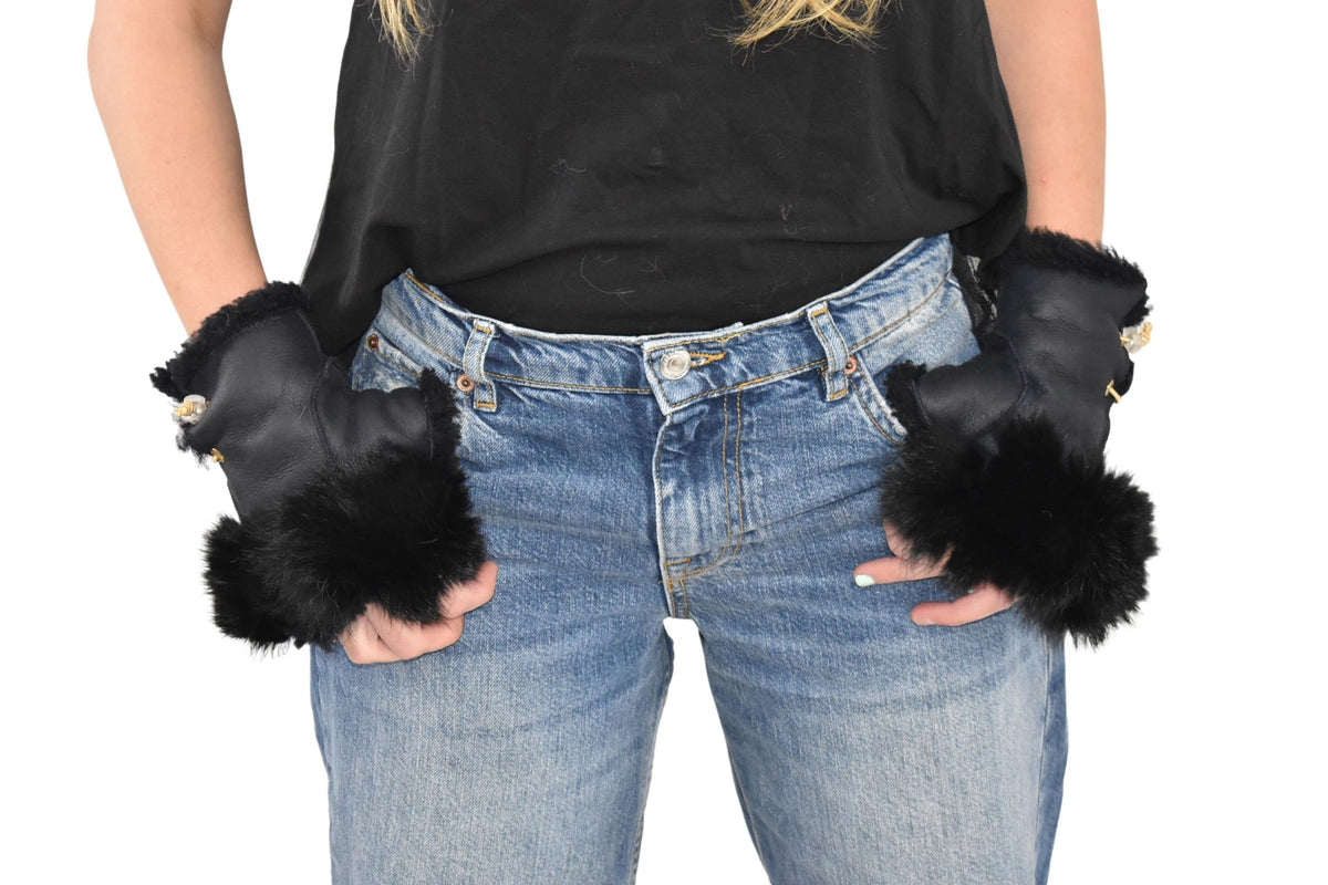 Shearling Fur Gloves | Sheepskin Fingerless Gloves | Fur Gloves | Gift For Her