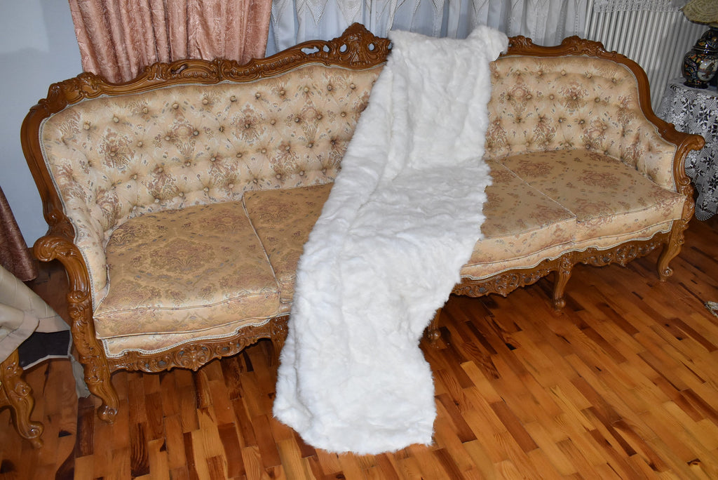 White Fur Blanket |  Fur Throw | Natural Rabbit  Fur  Blanket | Fur Throw | Fluffy Fur blanken Ideal For Your home decor