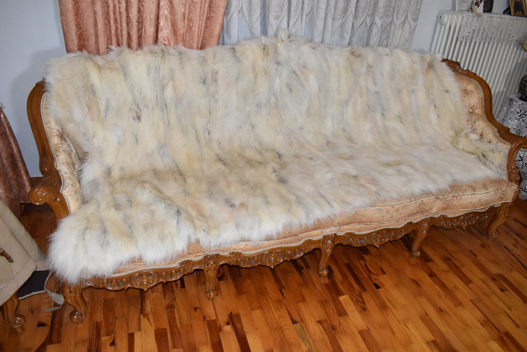 Real Coyote Fur Blanket |  Natural Coyote Fur Bed Spread |  Fur Throw | Handmade Fur Blanket