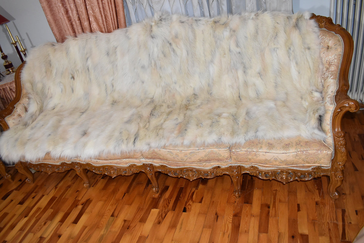 Real Coyote Fur Blanket |  Natural Coyote Fur Bed Spread |  Fur Throw | Handmade Fur Blanket