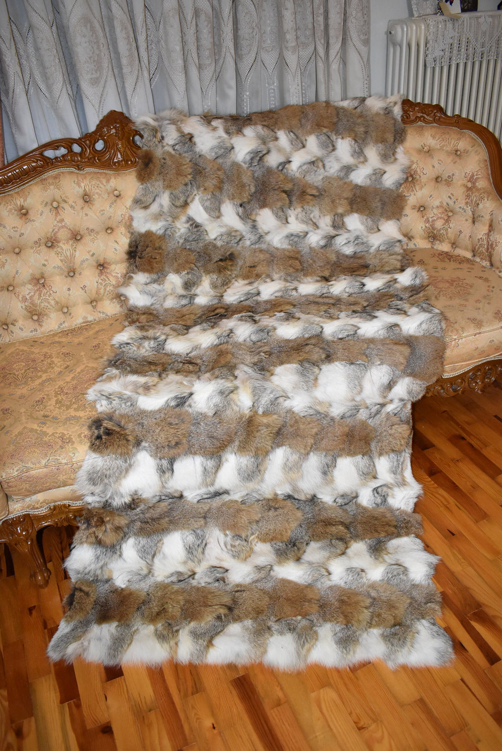 Real Coyote Fur Throw |  Natural Coyote Fur Bed Spread |  Fur Blanket | Handmade Fur Blanket