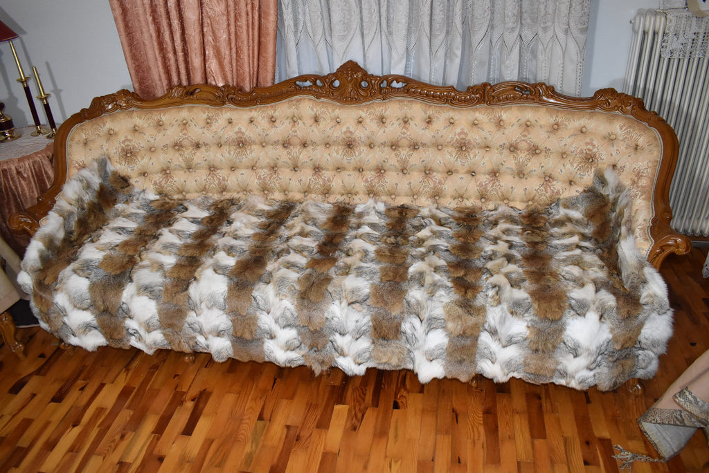 Real Coyote Fur Throw |  Natural Coyote Fur Bed Spread |  Fur Blanket | Handmade Fur Blanket