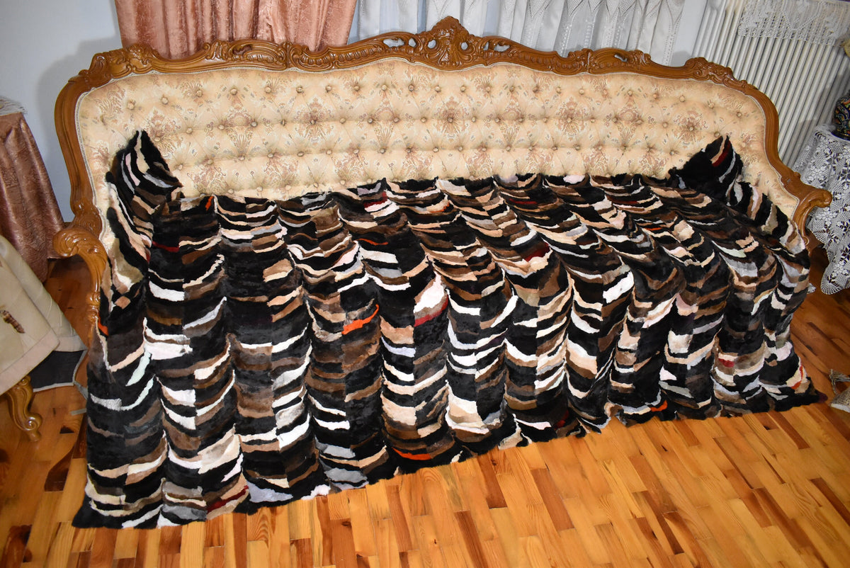 Mink Fur Blanket | Colorful Fur Throw | Mink Fur bedspread | Fur Carper