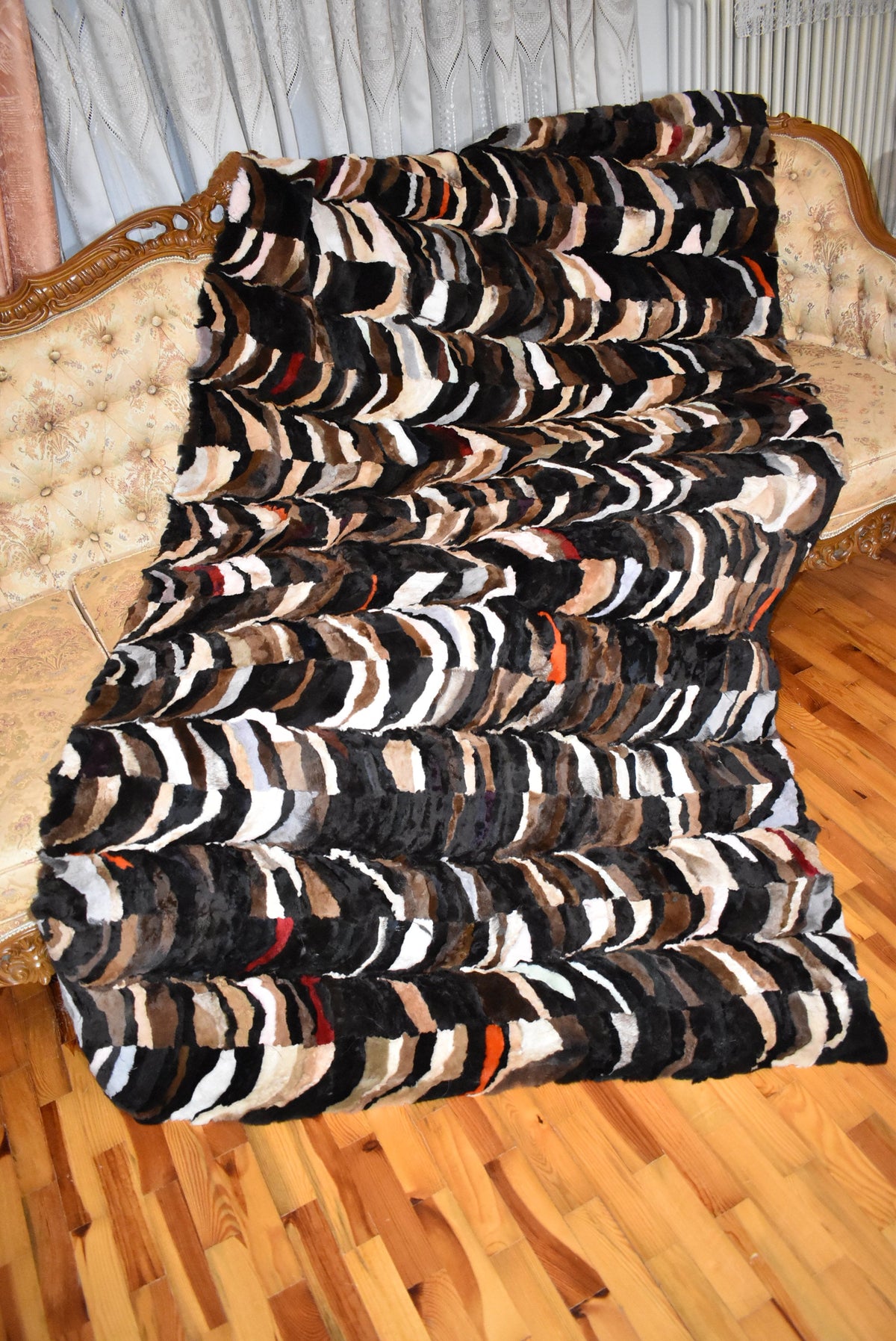 Mink Fur Blanket | Colorful Fur Throw | Mink Fur bedspread | Fur Carper