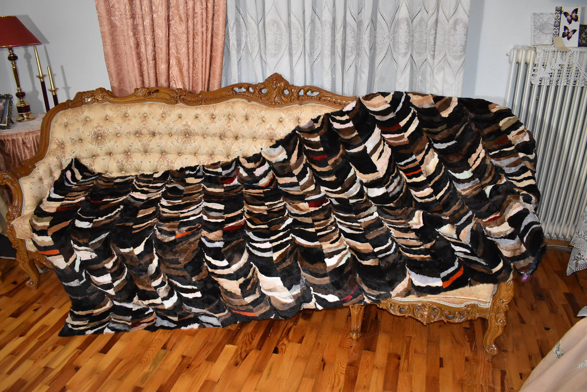 Mink Fur Blanket | Colorful Fur Throw | Mink Fur bedspread | Fur Carper