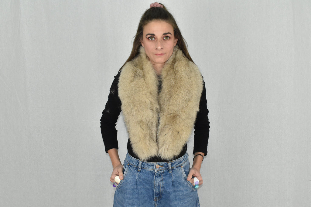 Beige Fox Fur Collar | Fur Collar | Christmas Gift | Natural Fur Collar For Coat