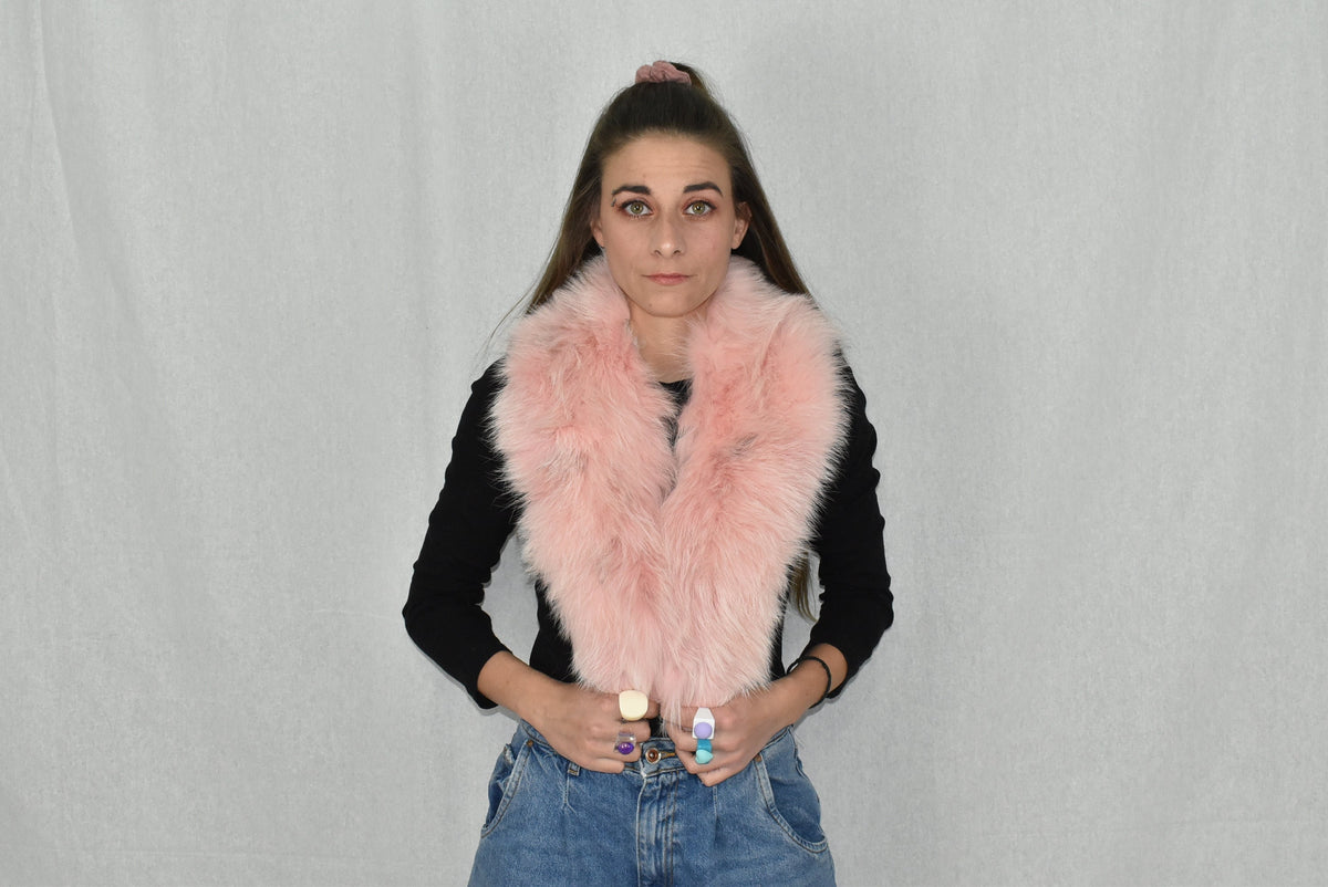 Gift For Her | Pink Fur Collar | Detachable fur collar  | Natural Fox Fur Collar | Fur Collar Jacket