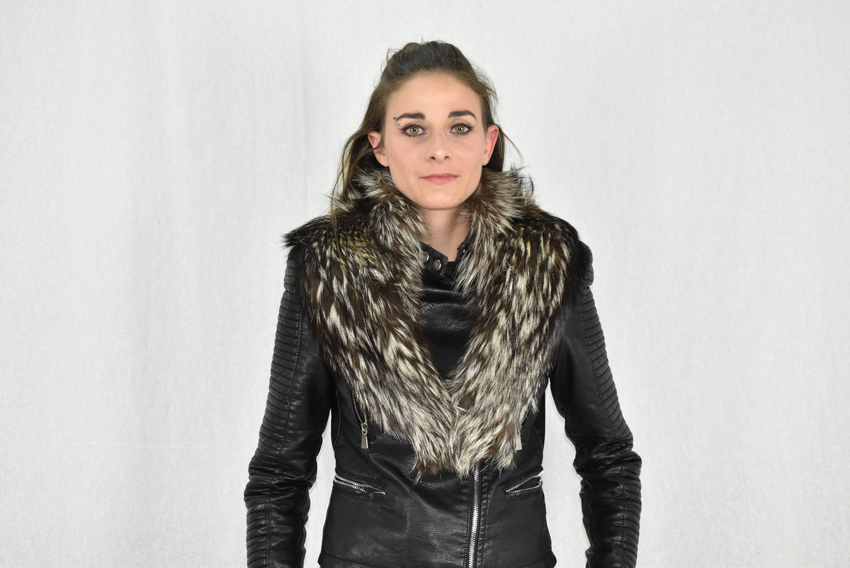 Detachable Fur Collar , Silver Fox Fur Collar , Fur Collar For leather Jackets