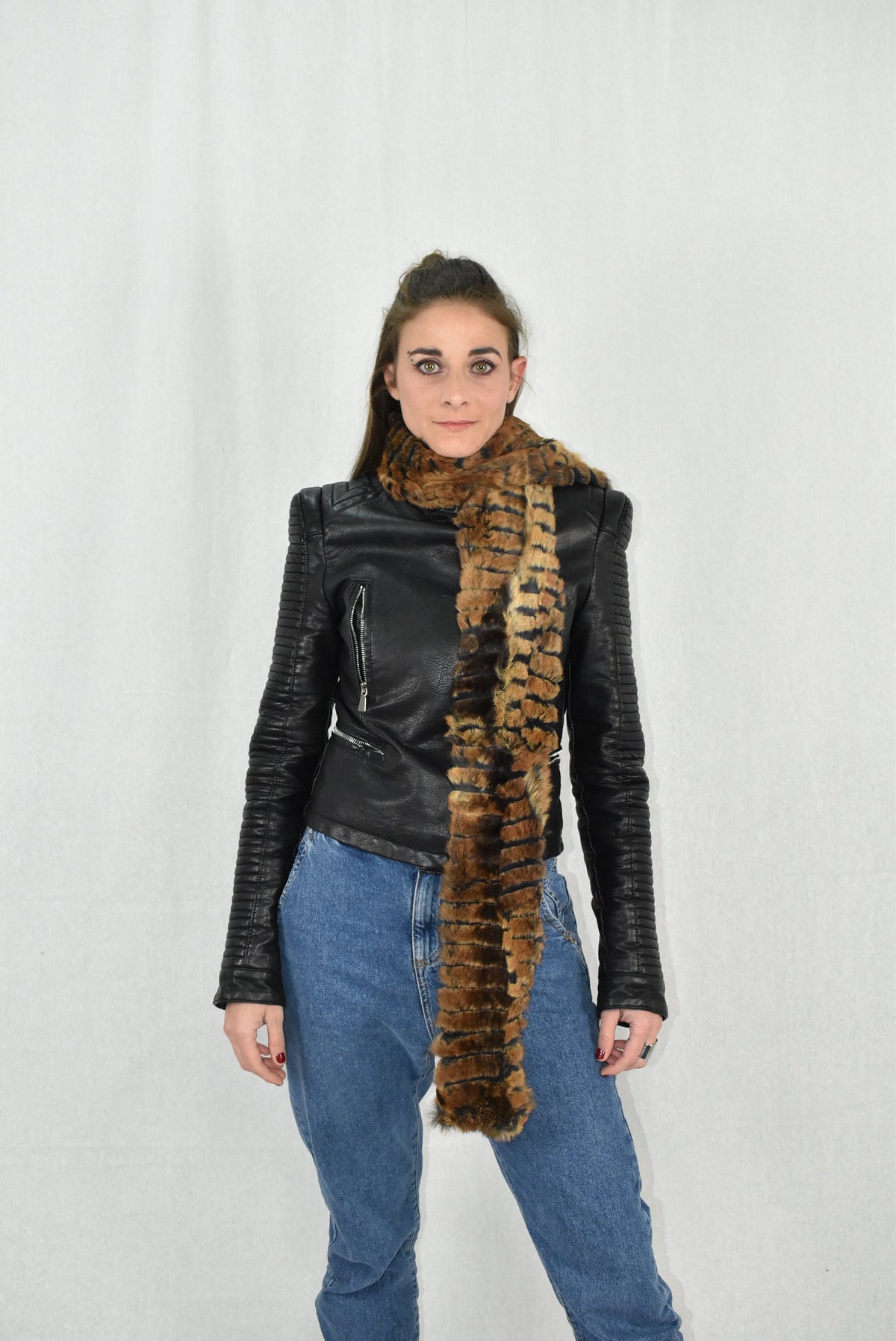 Rex rabbit  Fur Scarf , Luxury Gift , Gray Fur Neck Wrap, Winter scarf,Women chunky scarf,Real fur scarf Luxury Gift For Her