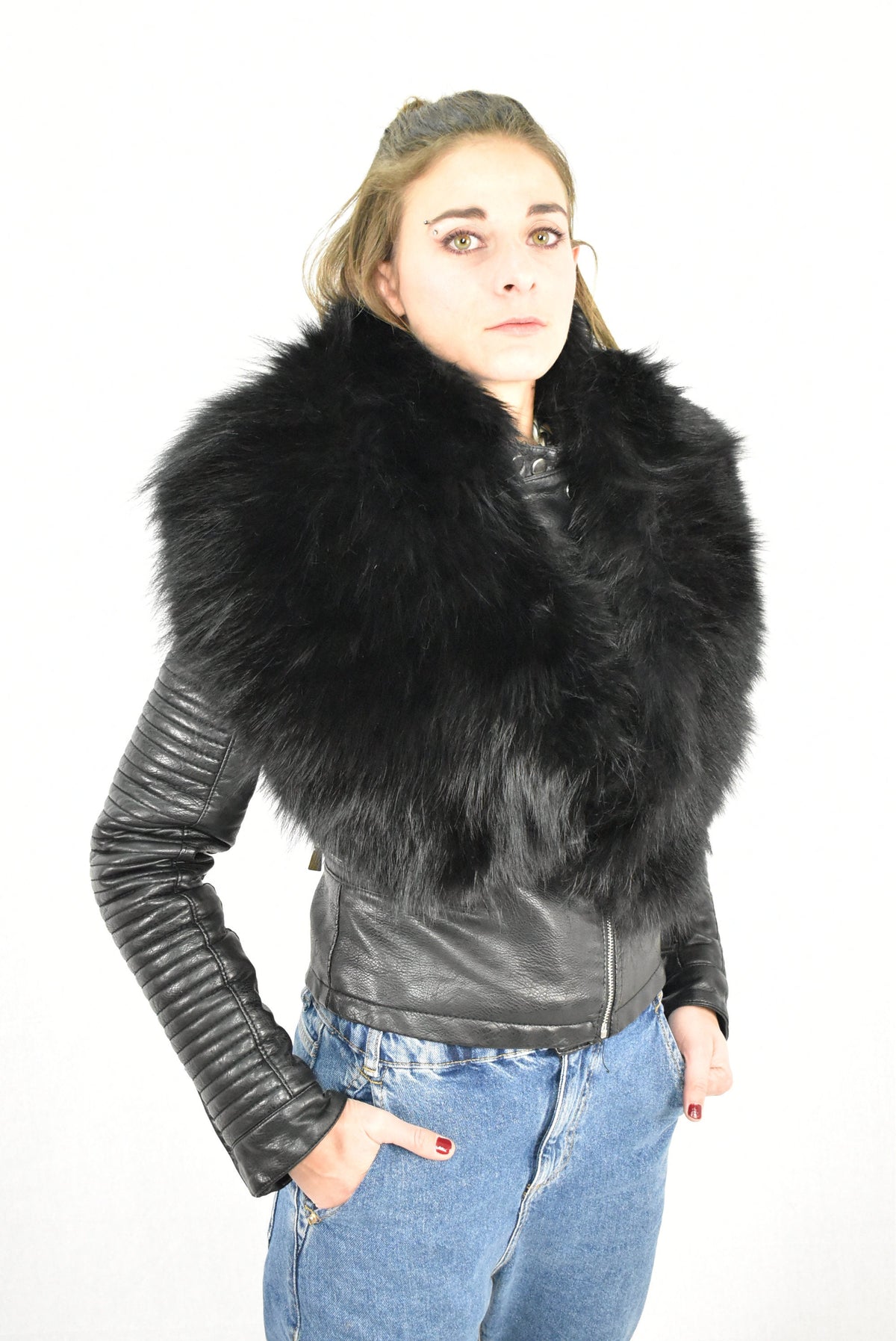 Fur Stole | Black Fox Fur Stole | Natural Fur Collar | Fur Etole | Luxury Gift