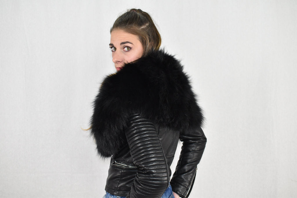 Fur Stole | Black Fox Fur Stole | Natural Fur Collar | Fur Etole | Luxury Gift