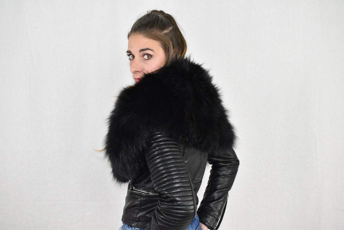 Fur Stole | Black Fox Fur Stole | Natural Fur Collar | Fur Etole | Luxury Gift