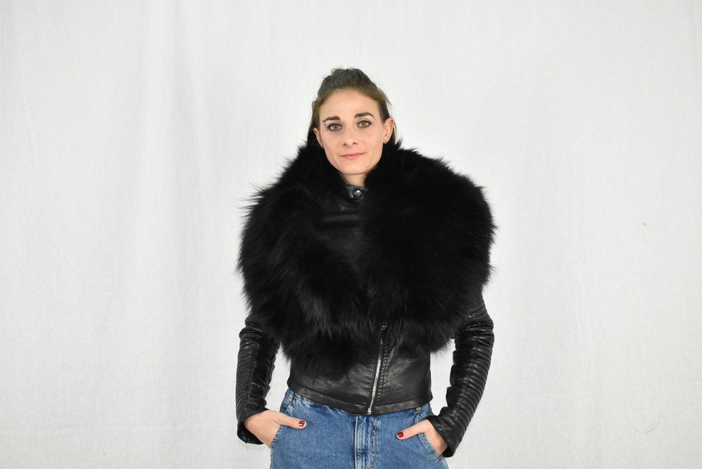 Fur Stole | Black Fox Fur Stole | Natural Fur Collar | Fur Etole | Luxury Gift
