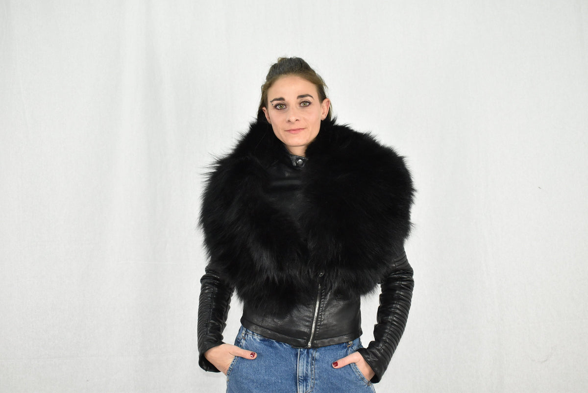 Fur Stole | Black Fox Fur Stole | Natural Fur Collar | Fur Etole | Luxury Gift