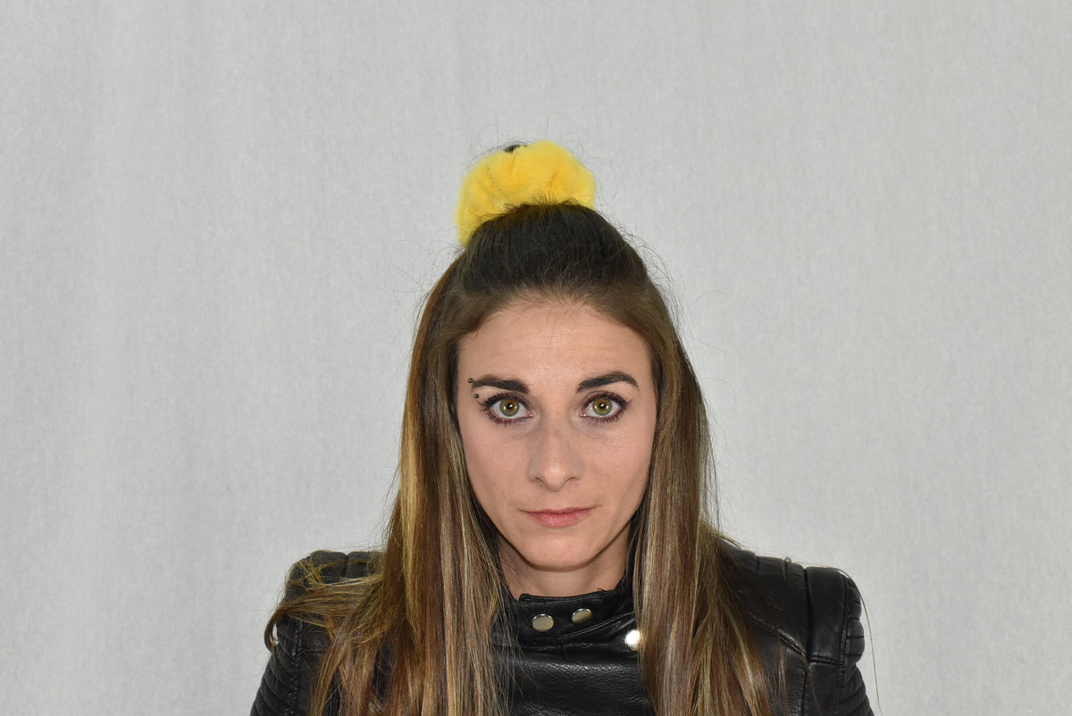 Hair scrunchies | Yellow Fur scrunchies for Women Hair | Handmade Mink Fur scrunchies |