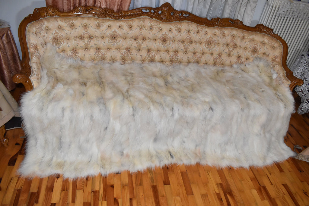 Real Coyote Fur Blanket |  Natural Coyote Fur Bed Spread |  Fur Throw | Handmade Fur Blanket