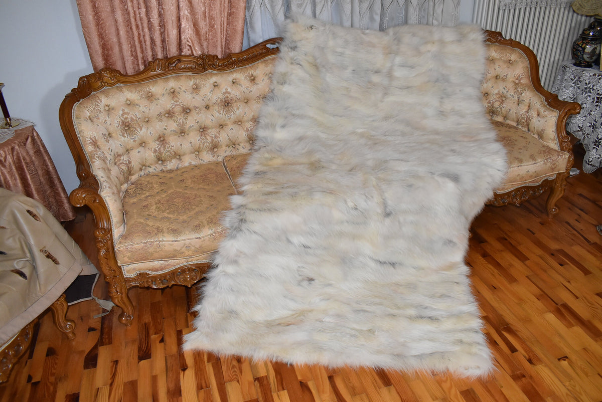 Real Coyote Fur Blanket |  Natural Coyote Fur Bed Spread |  Fur Throw | Handmade Fur Blanket