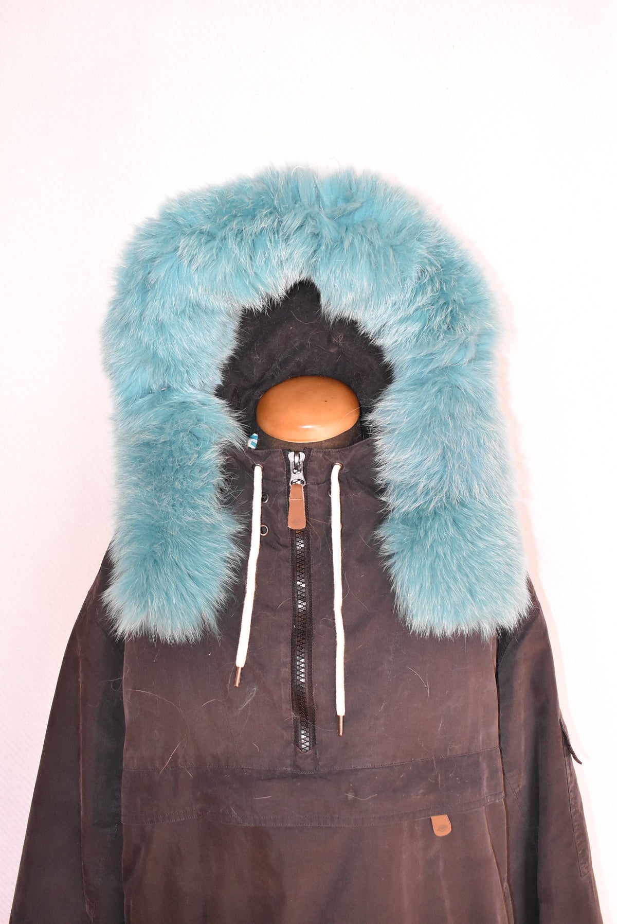 Blue Fox Fur Hood Trim: Detachable Fur Scarf