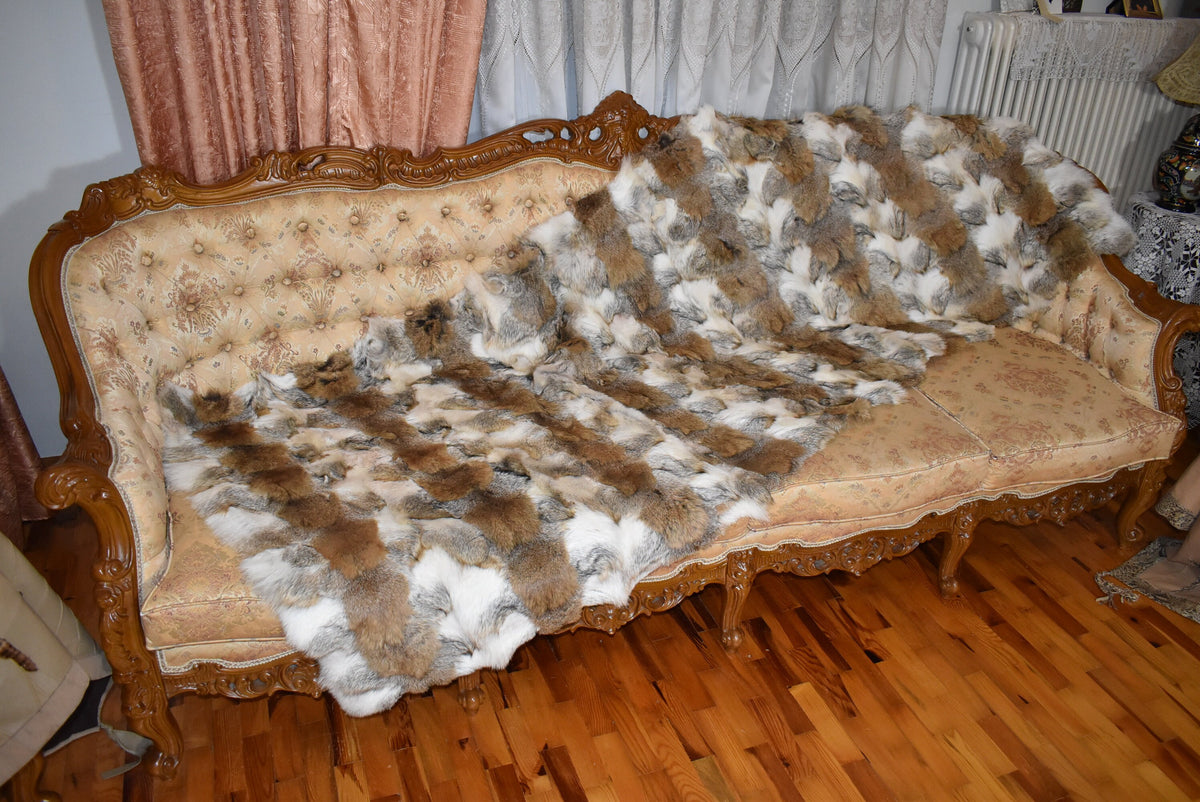 Real Coyote Fur Throw |  Natural Coyote Fur Bed Spread |  Fur Blanket | Handmade Fur Blanket