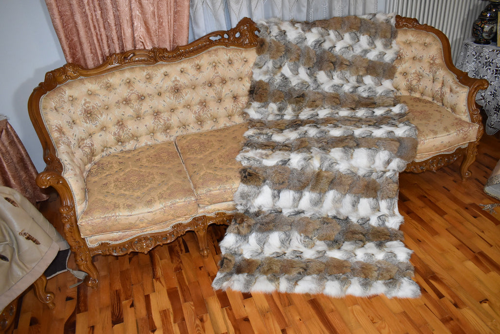 Real Coyote Fur Throw |  Natural Coyote Fur Bed Spread |  Fur Blanket | Handmade Fur Blanket