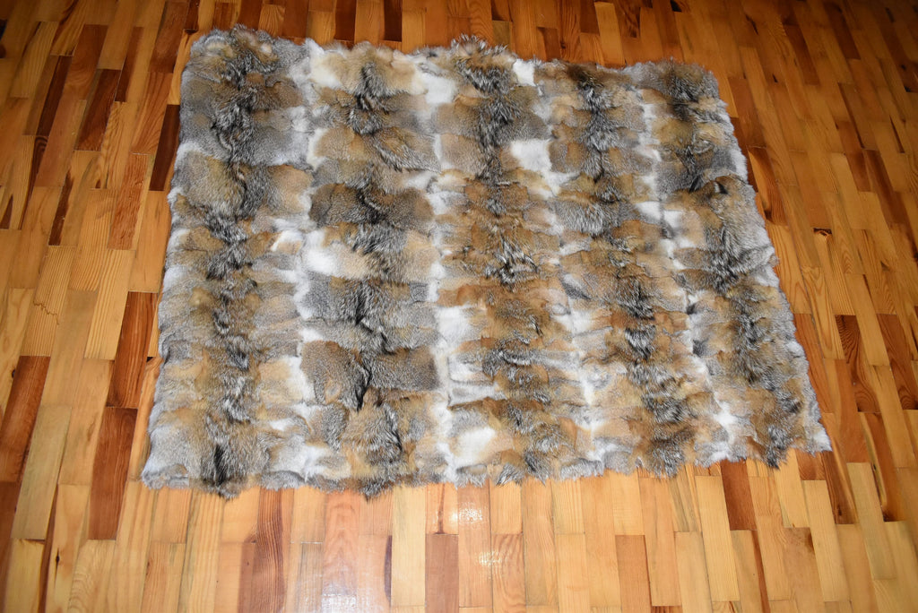 Coyote Fur Throw |  Natural Coyote Fur Bed Spread |  Fur Blanket | Handmade Fur Blanket