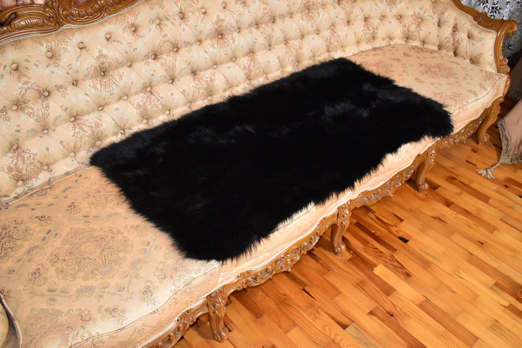 Handmade Fur  Blanket , Black Fox Fur Throw , Fur Throw bedspread ,Fur Fox blanket throw  , Home Decor