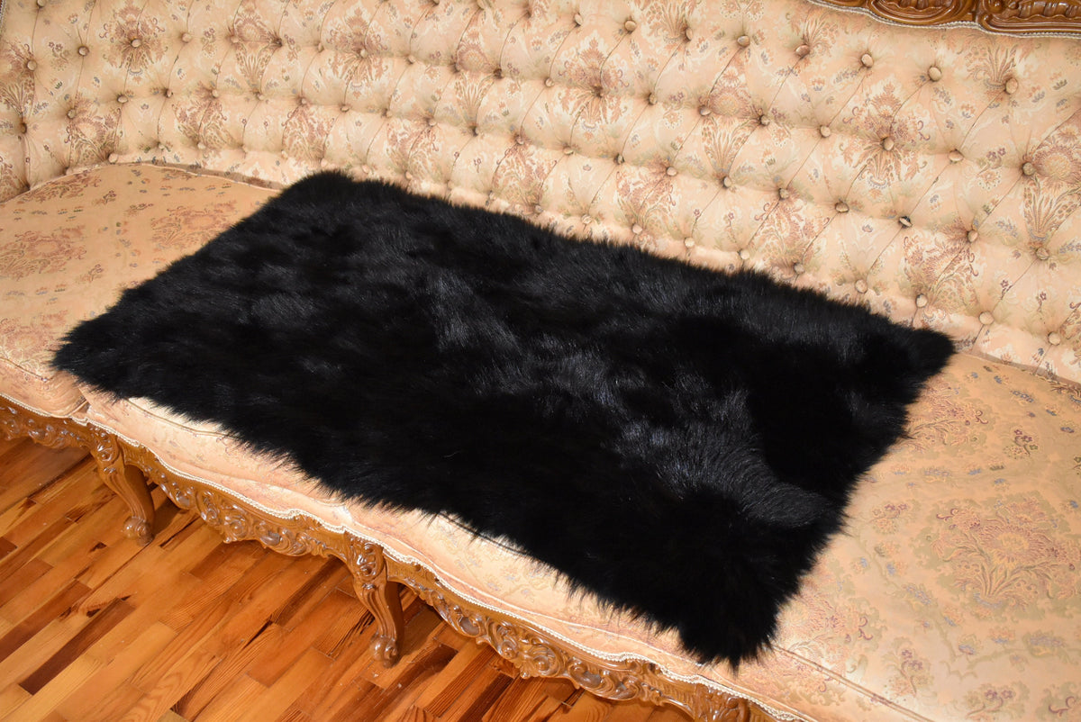 Handmade Fur  Blanket , Black Fox Fur Throw , Fur Throw bedspread ,Fur Fox blanket throw  , Home Decor