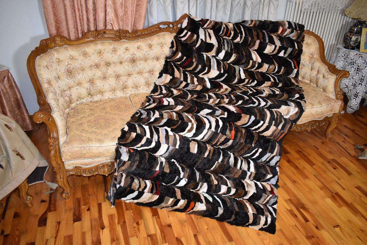 Mink Fur Blanket | Colorful Fur Throw | Mink Fur bedspread | Fur Carper