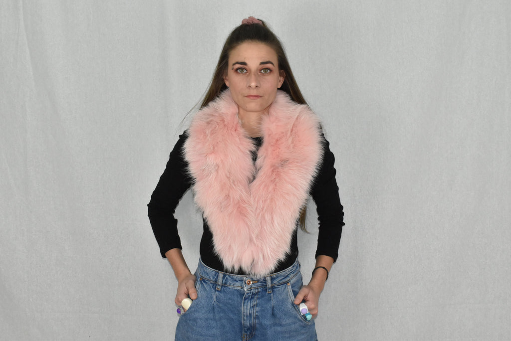 Gift For Her | Pink Fur Collar | Detachable fur collar  | Natural Fox Fur Collar | Fur Collar Jacket