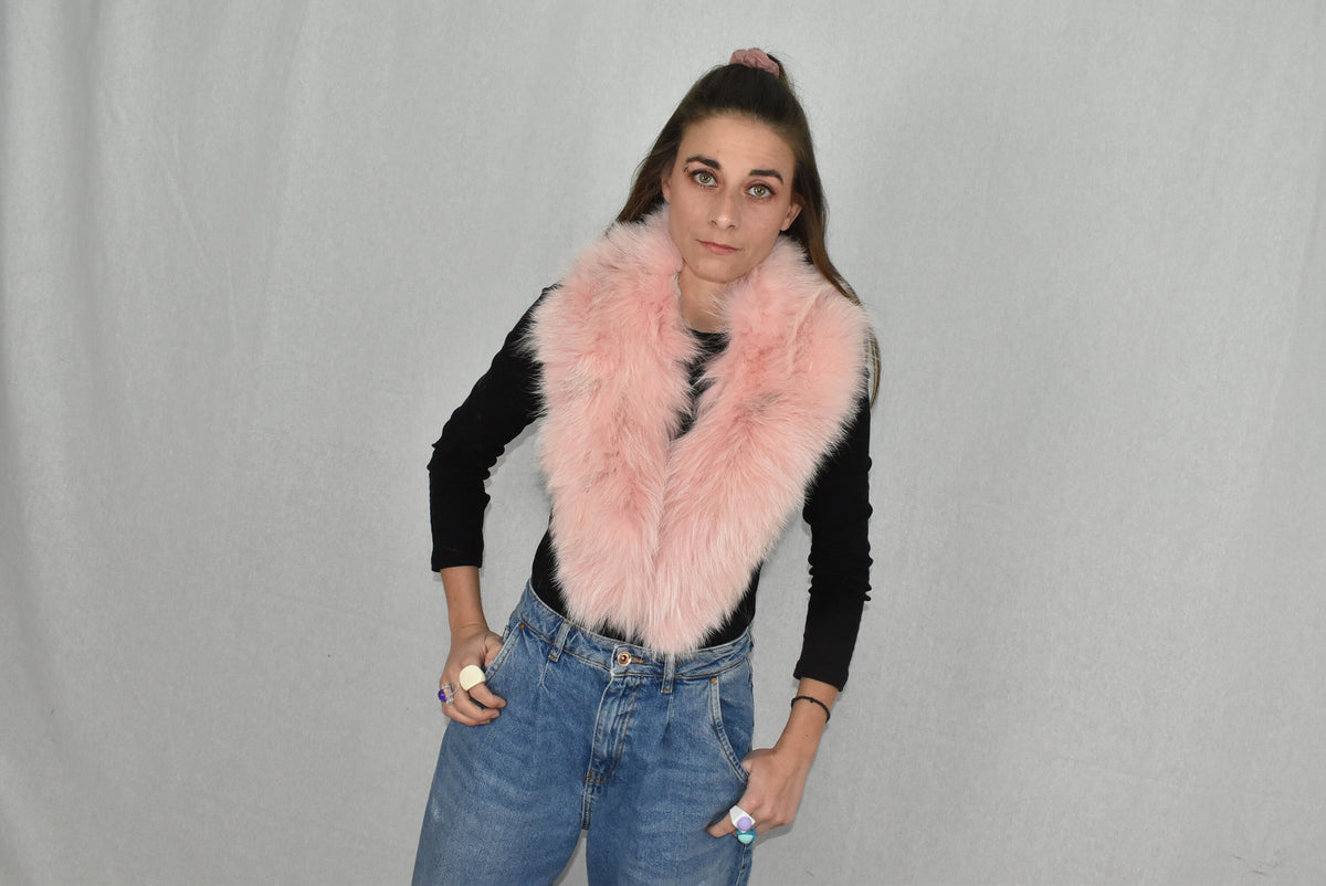 Gift For Her | Pink Fur Collar | Detachable fur collar  | Natural Fox Fur Collar | Fur Collar Jacket